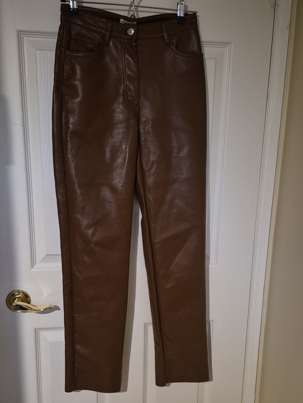 Aritzia Wilfred Melina Faux Leather Straight Leg Pants Brown Size 0